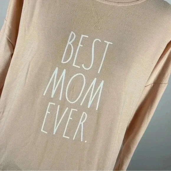 🌟Rae Dunn Women's "BEST MOM  EVER" Studio Raglan Pullover Sweatshirt S - Picture 4 of 11